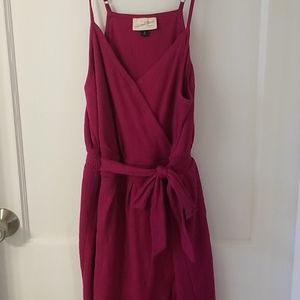 Pink spaghetti strap wrap dress